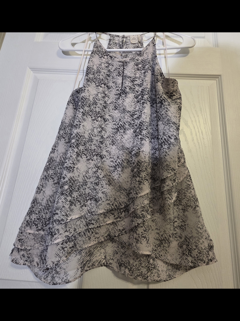 Paper Crane Black Beige Snake Print Halter Tank - Large